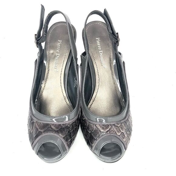 Pierre Dumas Pandora 2 Metallic Croc Peep Toe Heel - Picture 5 of 8